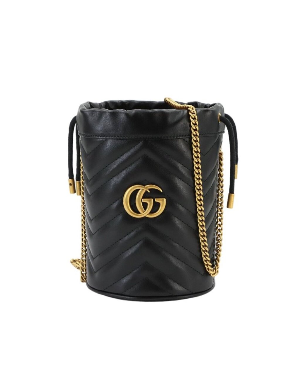 Gucci GG Marmont Mini Bucket Chain Shoulder Bag Leather Black